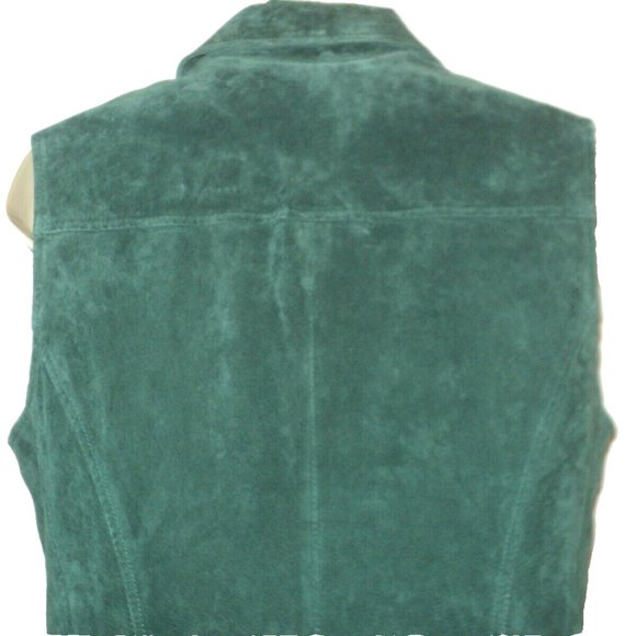 Dennis Basso Washable Suede Vest Women's Size S Hunter Green Zip Front Small NEW - Picture 5 of 7